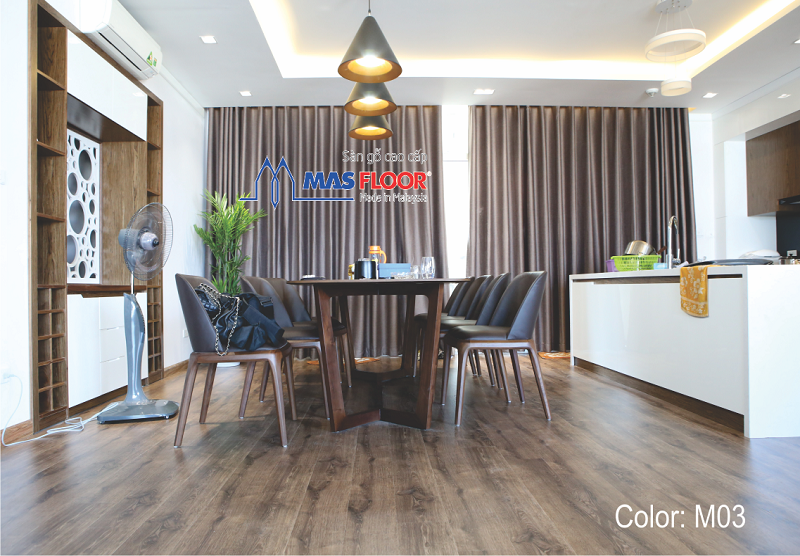 Việc kết hợp hài hòa màu săc sàn gỗ phù hợp với màu nội thất giúp gia chủ có không gian thoáng đãng, thoải mái nhất